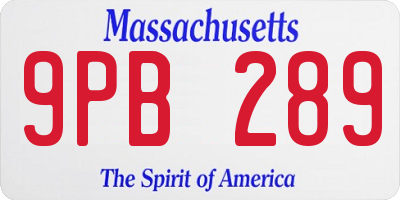 MA license plate 9PB289