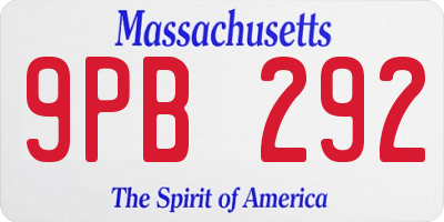 MA license plate 9PB292