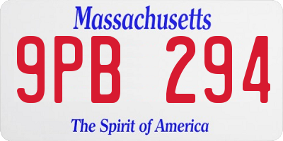 MA license plate 9PB294