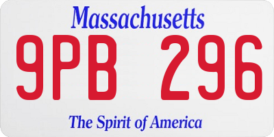 MA license plate 9PB296