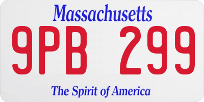 MA license plate 9PB299