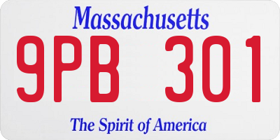 MA license plate 9PB301