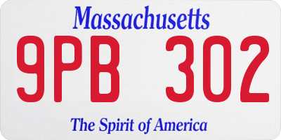 MA license plate 9PB302