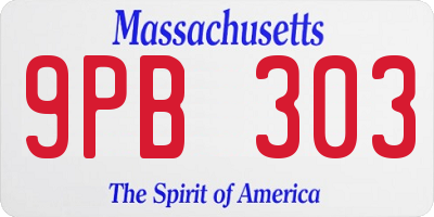 MA license plate 9PB303