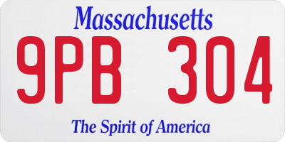 MA license plate 9PB304