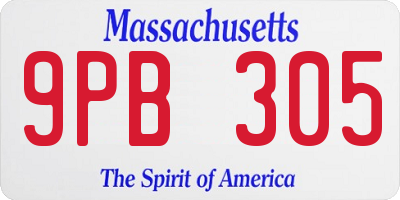 MA license plate 9PB305