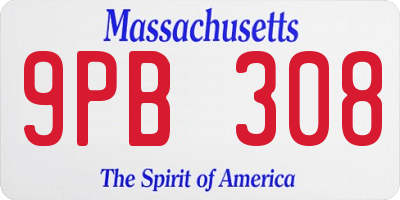 MA license plate 9PB308