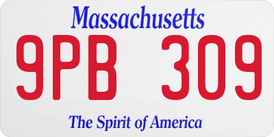 MA license plate 9PB309