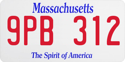 MA license plate 9PB312
