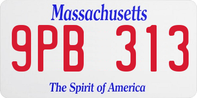 MA license plate 9PB313