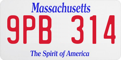 MA license plate 9PB314