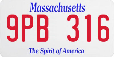MA license plate 9PB316