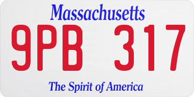 MA license plate 9PB317