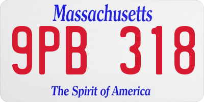 MA license plate 9PB318