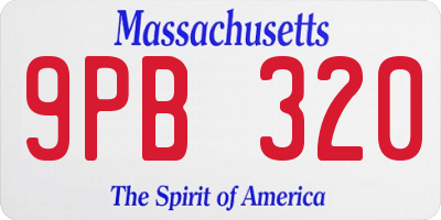 MA license plate 9PB320
