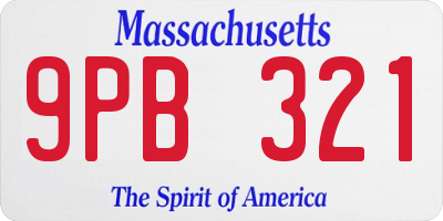 MA license plate 9PB321