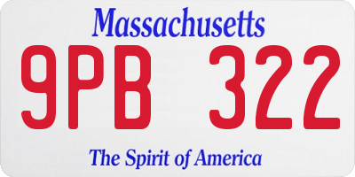 MA license plate 9PB322