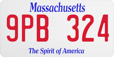 MA license plate 9PB324