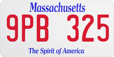 MA license plate 9PB325