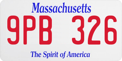 MA license plate 9PB326