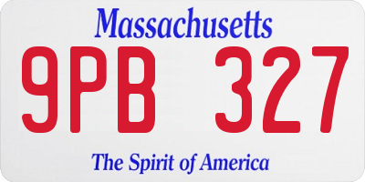 MA license plate 9PB327