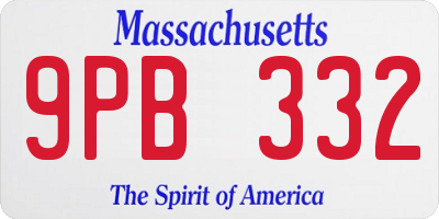 MA license plate 9PB332