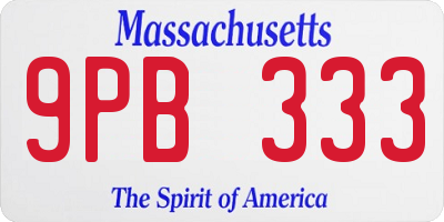 MA license plate 9PB333