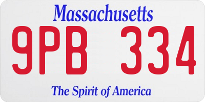 MA license plate 9PB334