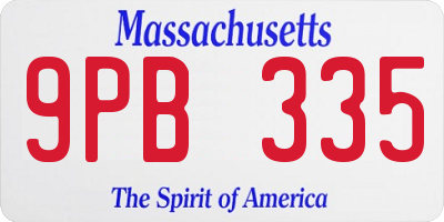MA license plate 9PB335