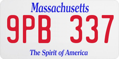 MA license plate 9PB337
