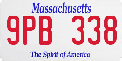 MA license plate 9PB338