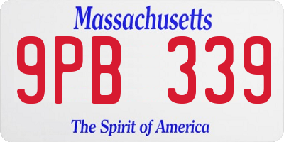 MA license plate 9PB339