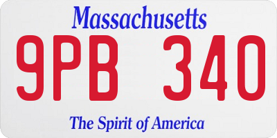 MA license plate 9PB340