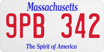 MA license plate 9PB342