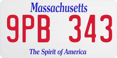 MA license plate 9PB343