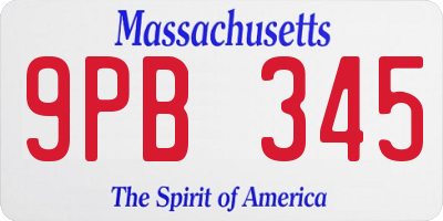 MA license plate 9PB345