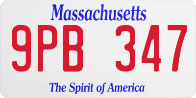 MA license plate 9PB347