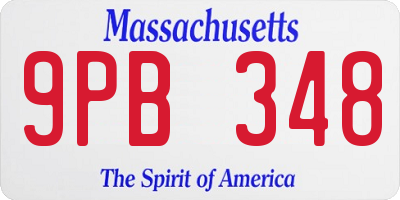 MA license plate 9PB348