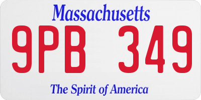 MA license plate 9PB349
