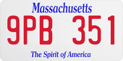 MA license plate 9PB351