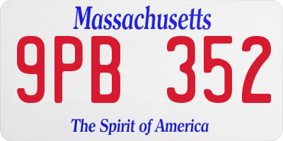 MA license plate 9PB352