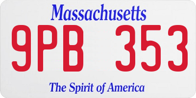 MA license plate 9PB353