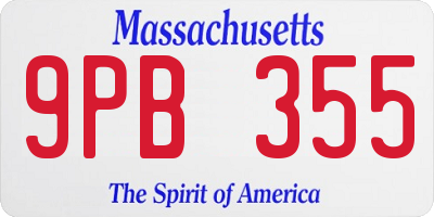 MA license plate 9PB355