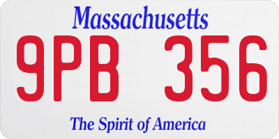MA license plate 9PB356