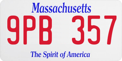 MA license plate 9PB357