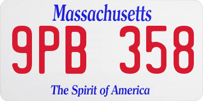 MA license plate 9PB358