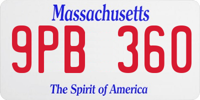 MA license plate 9PB360
