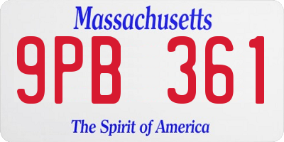 MA license plate 9PB361