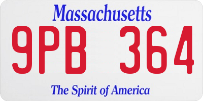 MA license plate 9PB364