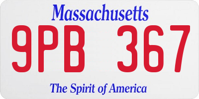 MA license plate 9PB367